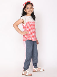Blair Red Top & Denim Pink Joggers Set