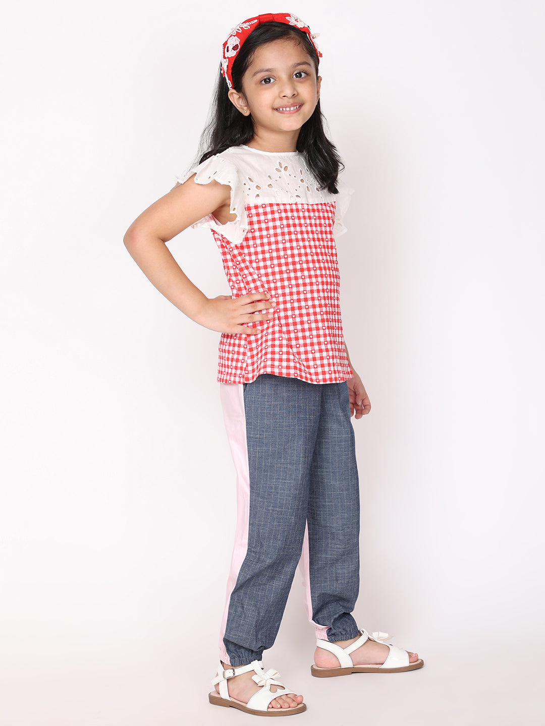 Blair Red Top & Denim Pink Joggers Set