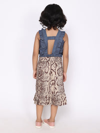 Chloe Denim Top & Snake Print Skirt Set