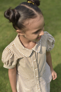 Brown Gingham Check Night Suit