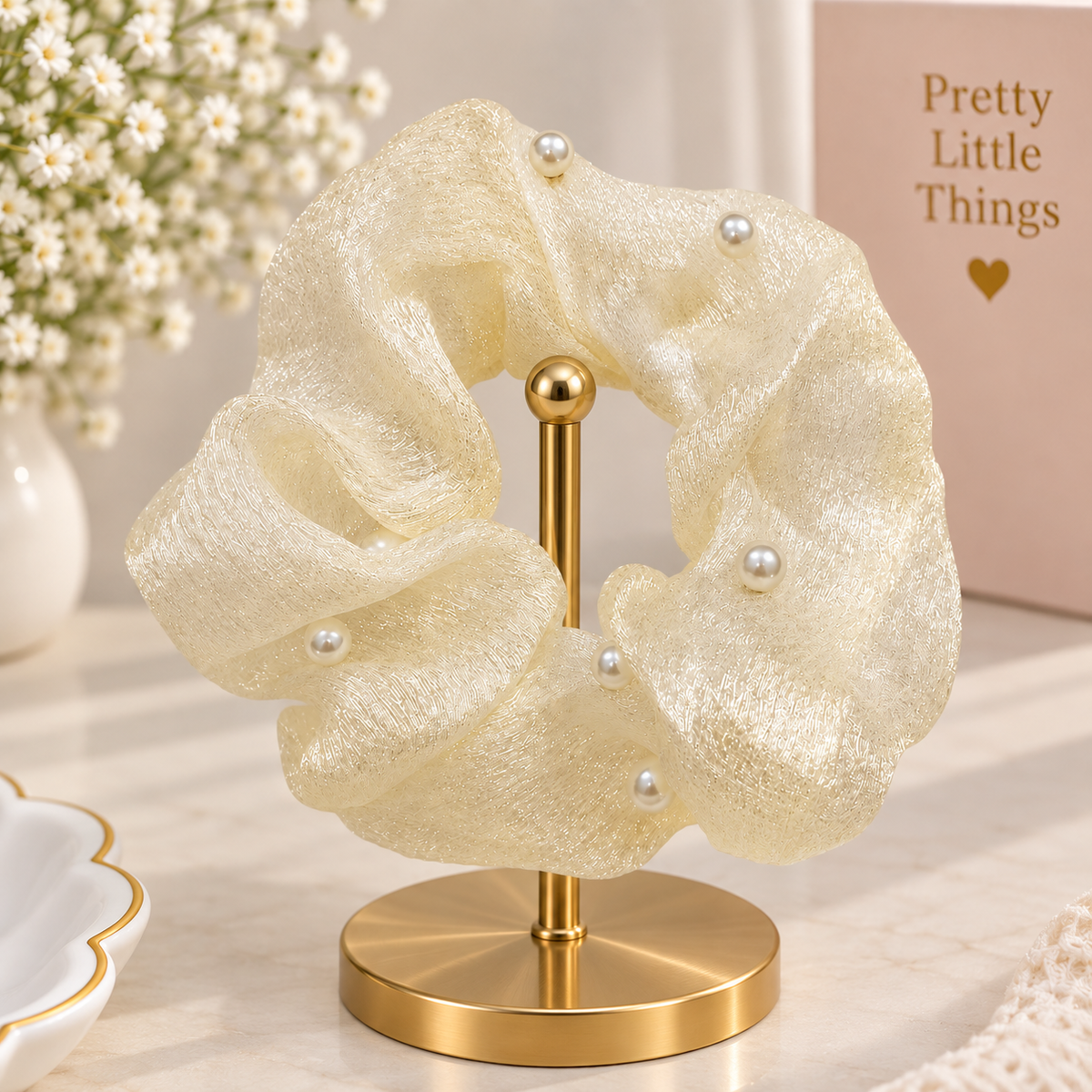 Pearl Sprinkle Sheer Scrunchie