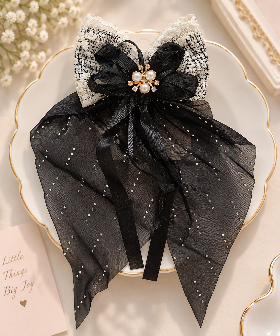 Shimmer Drape Bow Hair Clip