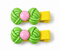 Pastel Bow Charm Hair Clips — Set of 2