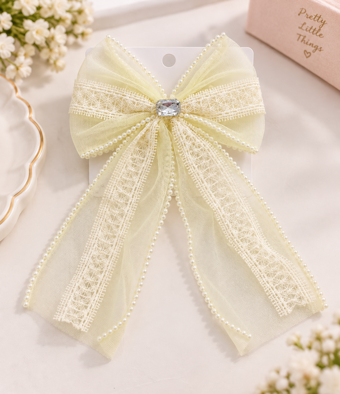 Lace Trail Pastel Bow Clip