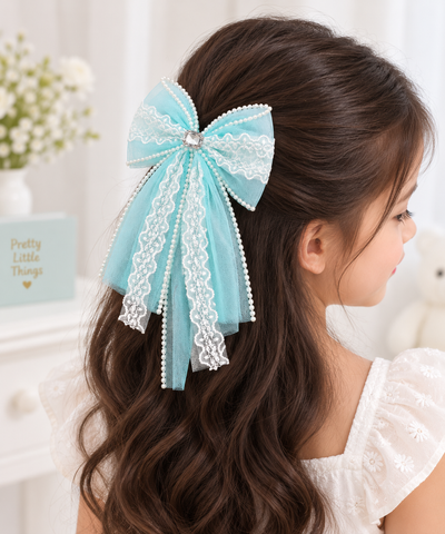 Lace Trail Pastel Bow Clip