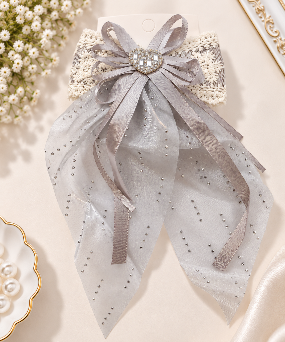Shimmer Drape Bow Hair Clip