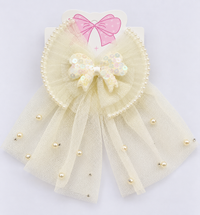 Pearl Tulle Drape Bow Clip