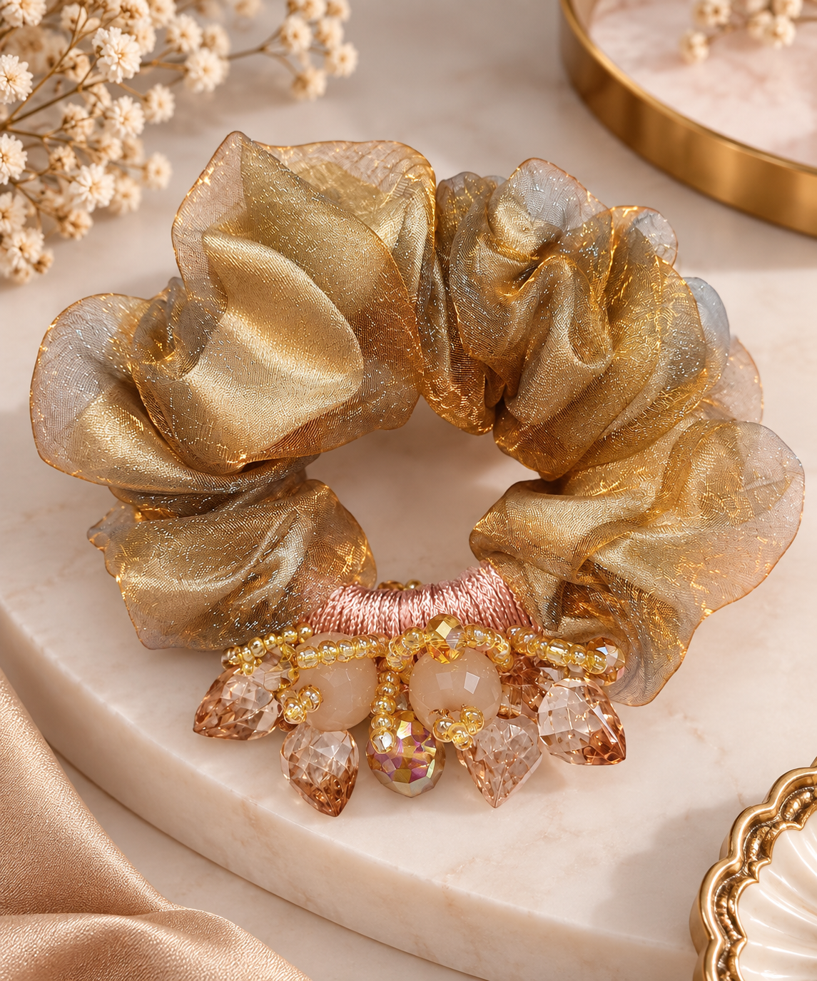 Shimmer Blossom Scrunchie