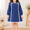 Ivory Lace Blue A-Line Dress