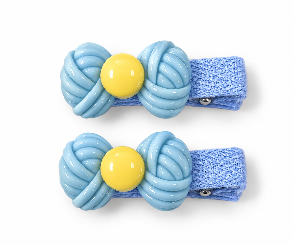 Pastel Bow Charm Hair Clips — Set of 2