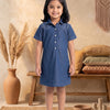Pearl Stud Denim Shirt Dress