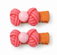 Pastel Bow Charm Hair Clips — Set of 2