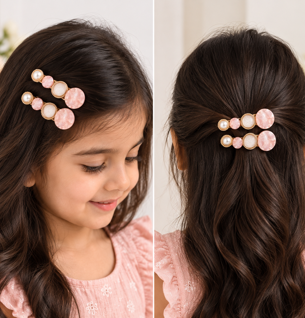 Lustre Circle Hair Clips — Set of 2
