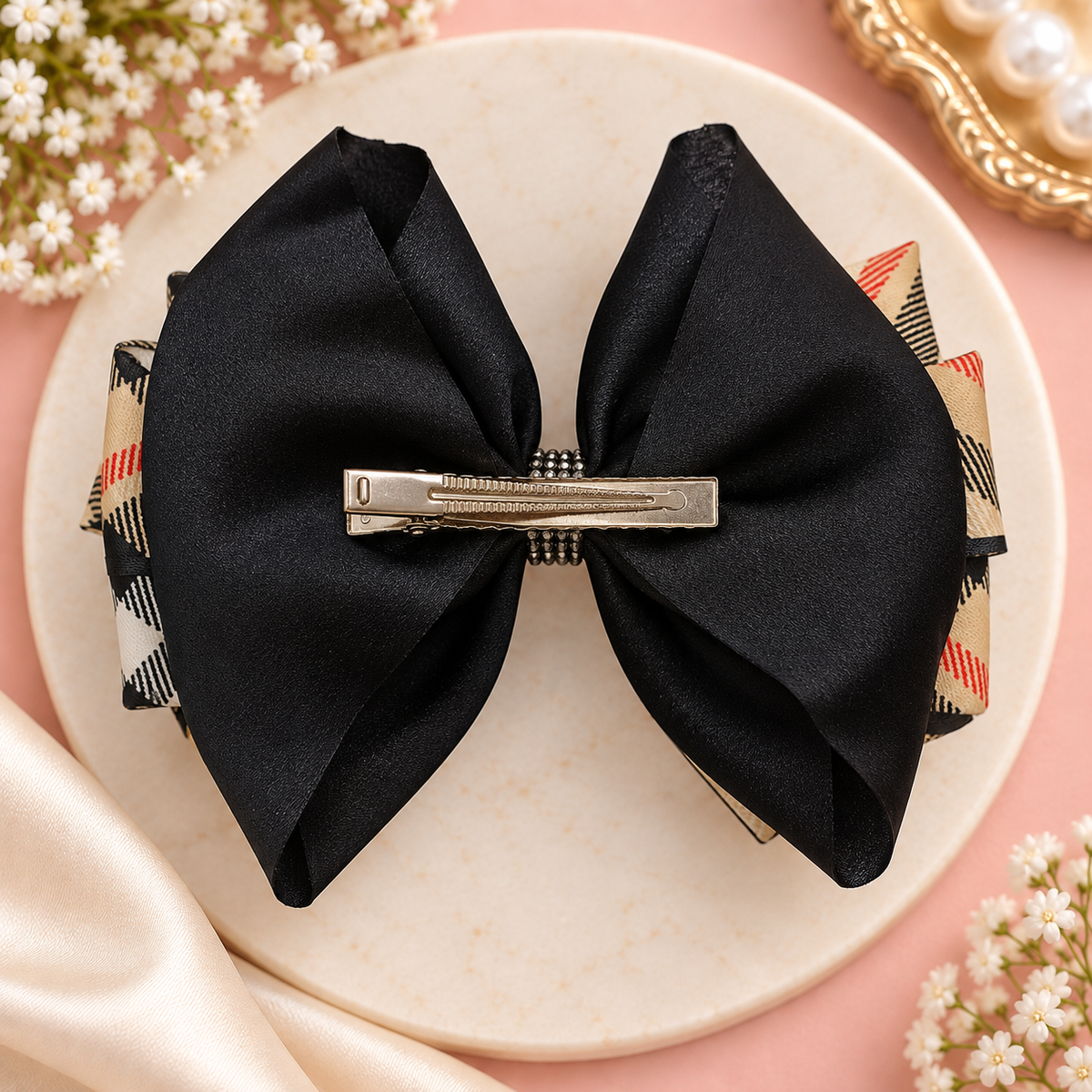 Classic Check Layered Bow Clip