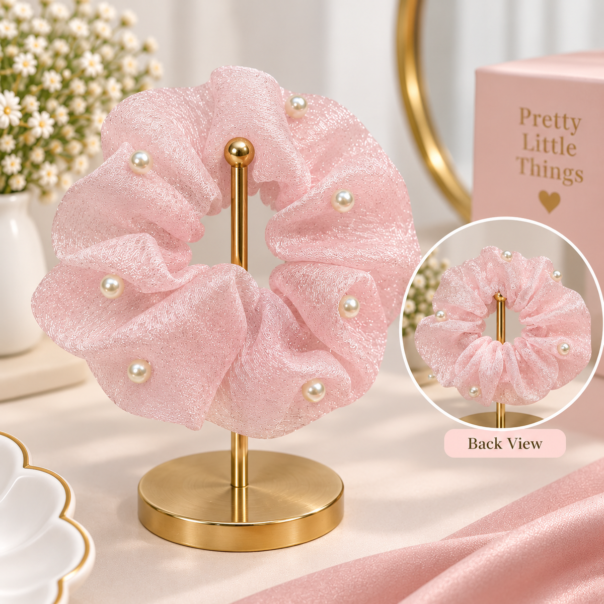 Pearl Sprinkle Sheer Scrunchie