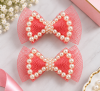 Pearl Outline Bow Hair Clips — Set of 2