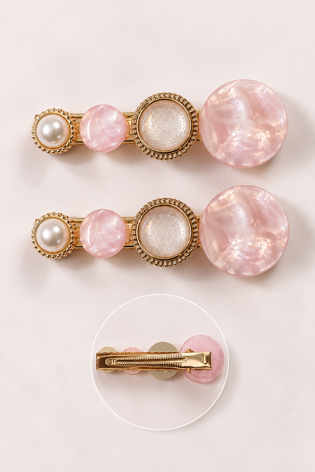 Lustre Circle Hair Clips — Set of 2