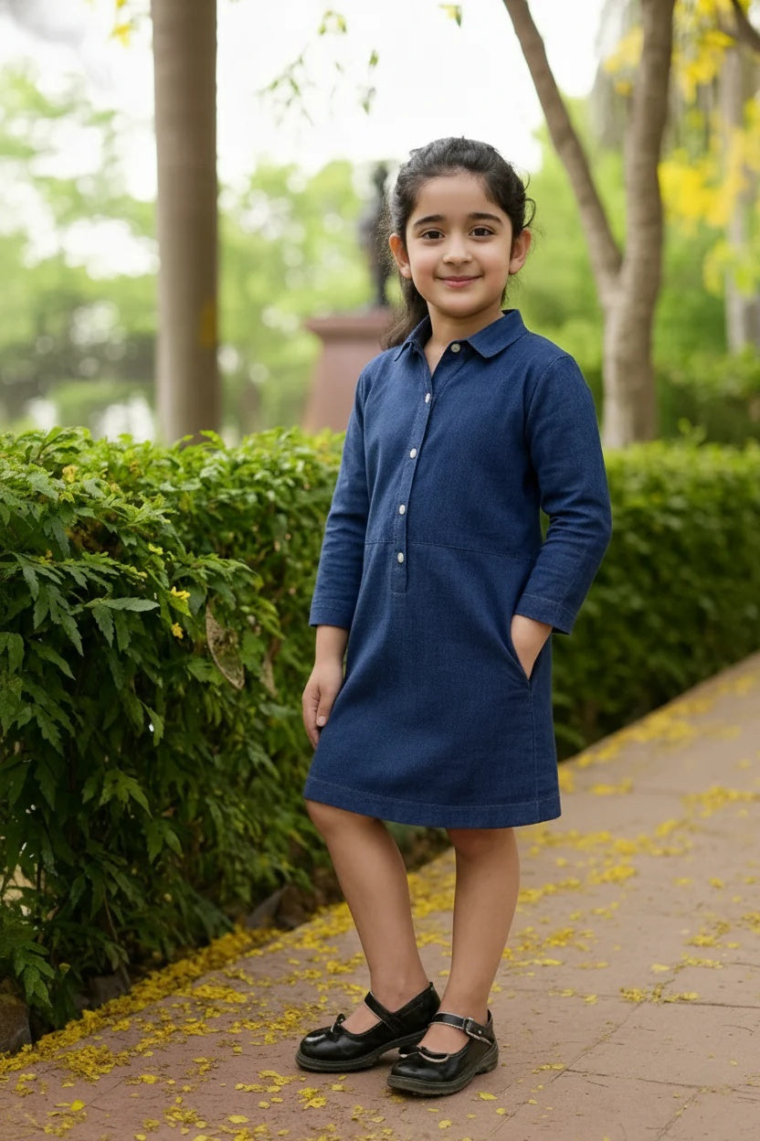 Denim Shirt Dress with full sleeve