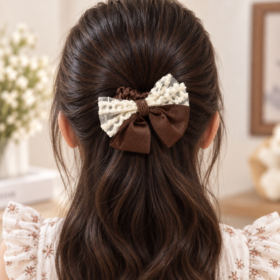Lace Trim Bow Hair Tie