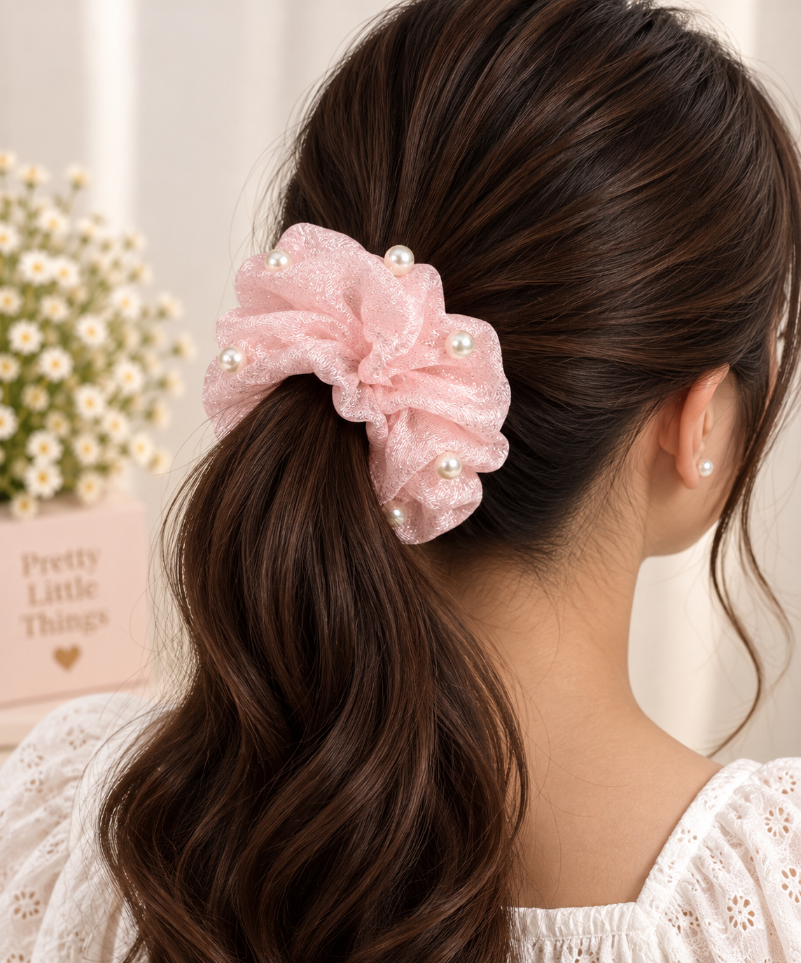 Pearl Sprinkle Sheer Scrunchie