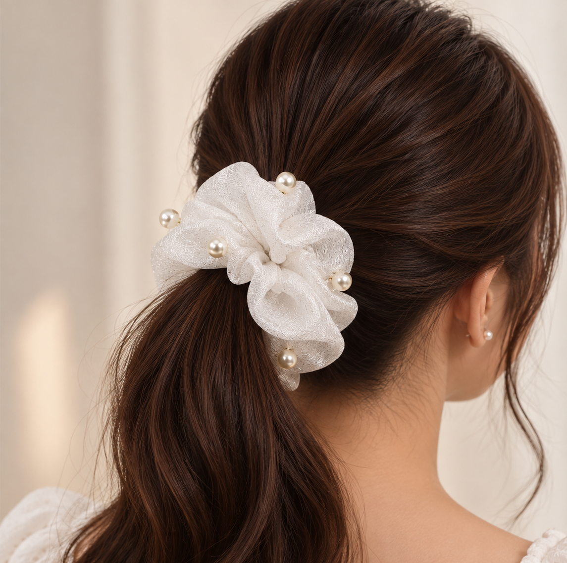 Pearl Sprinkle Sheer Scrunchie