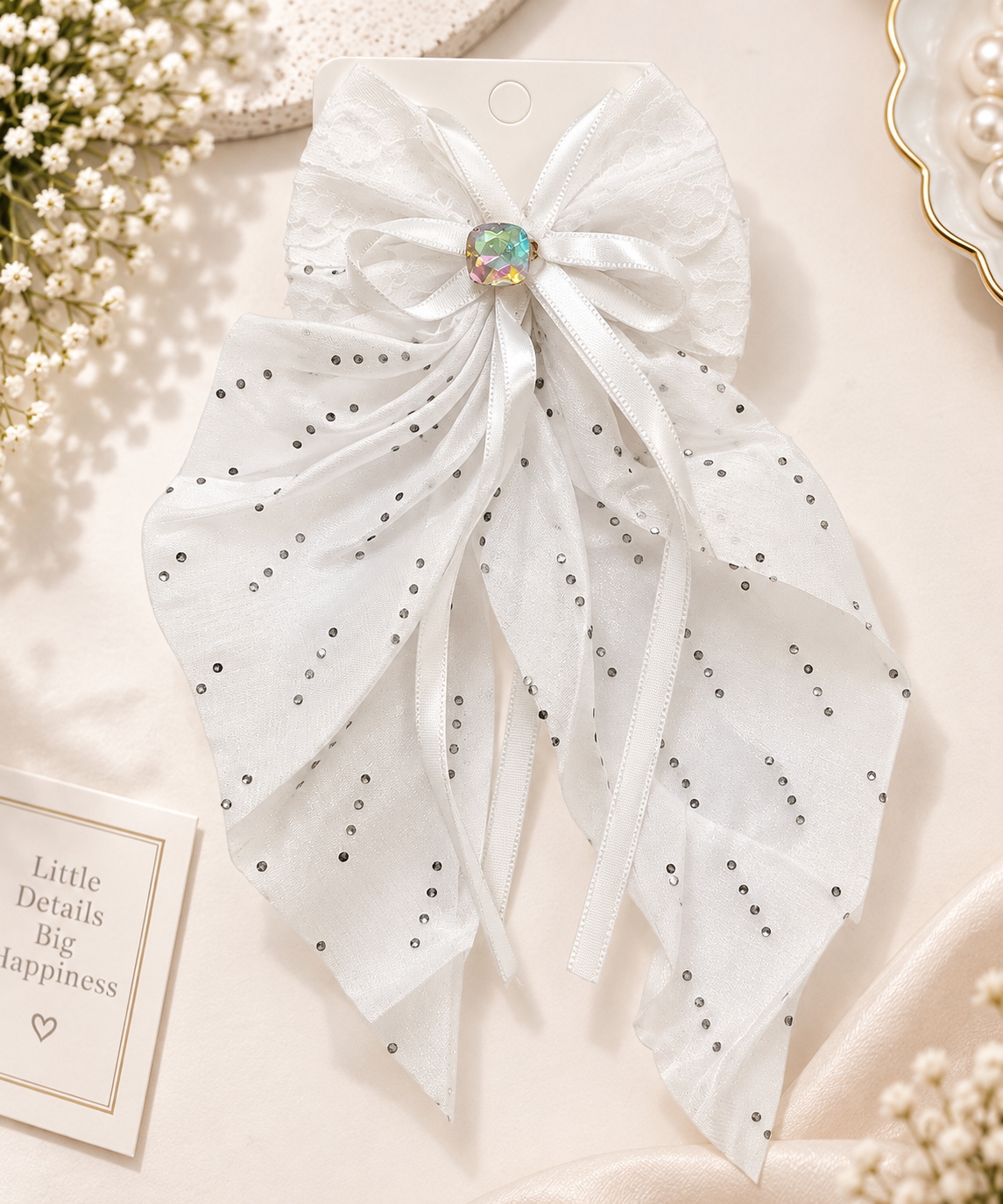 Shimmer Drape Bow Hair Clip