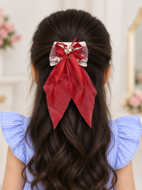 Shimmer Drape Bow Hair Clip