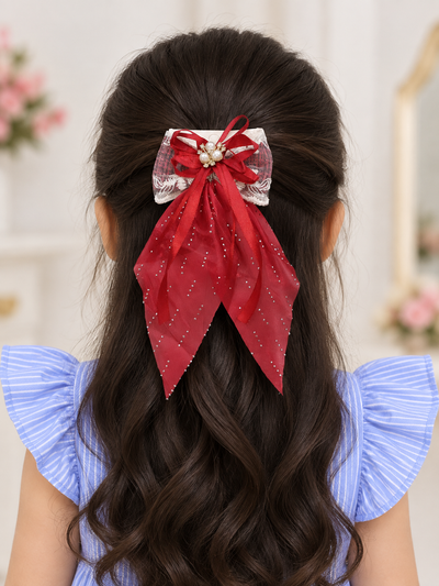 Shimmer Drape Bow Hair Clip