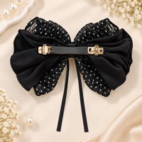 Layered Dotted Bow Hair Clip