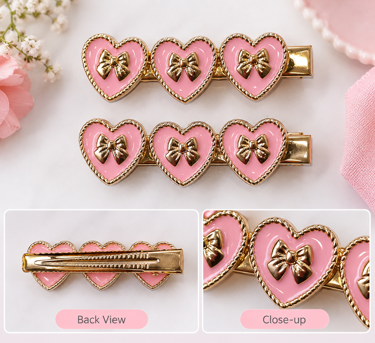 Lustre Circle Hair Clips — Set of 2