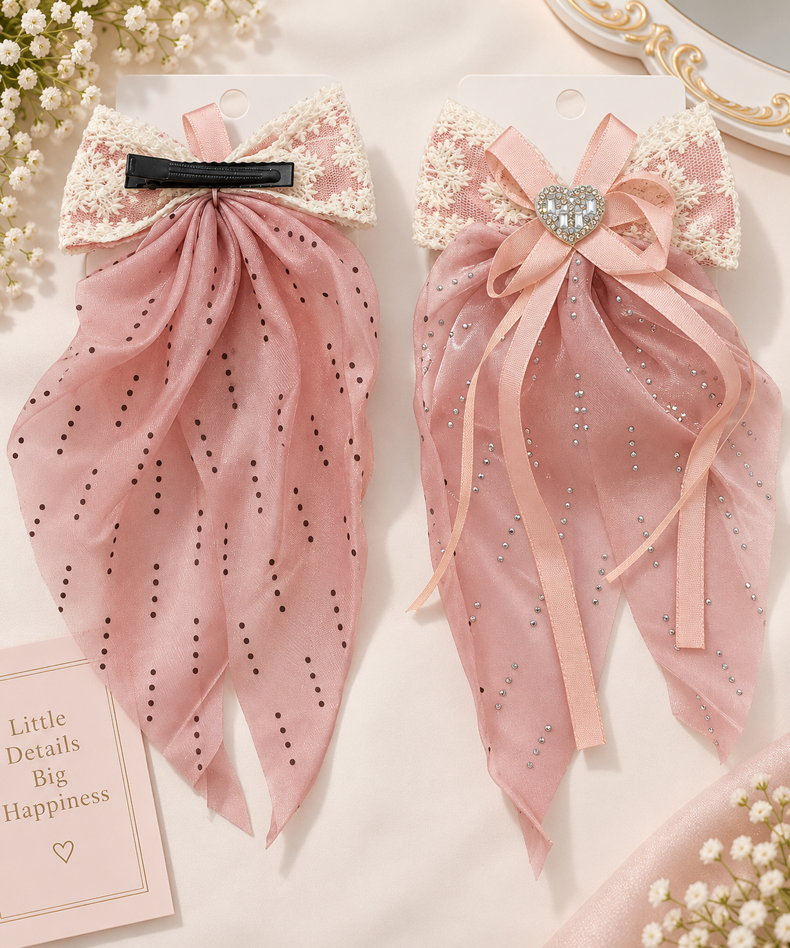 Shimmer Drape Bow Hair Clip
