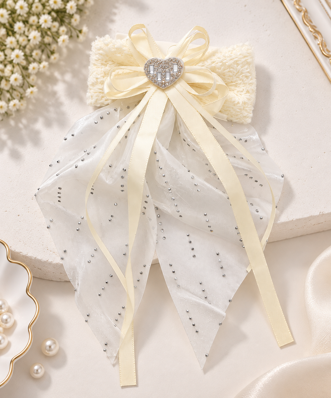 Shimmer Drape Bow Hair Clip
