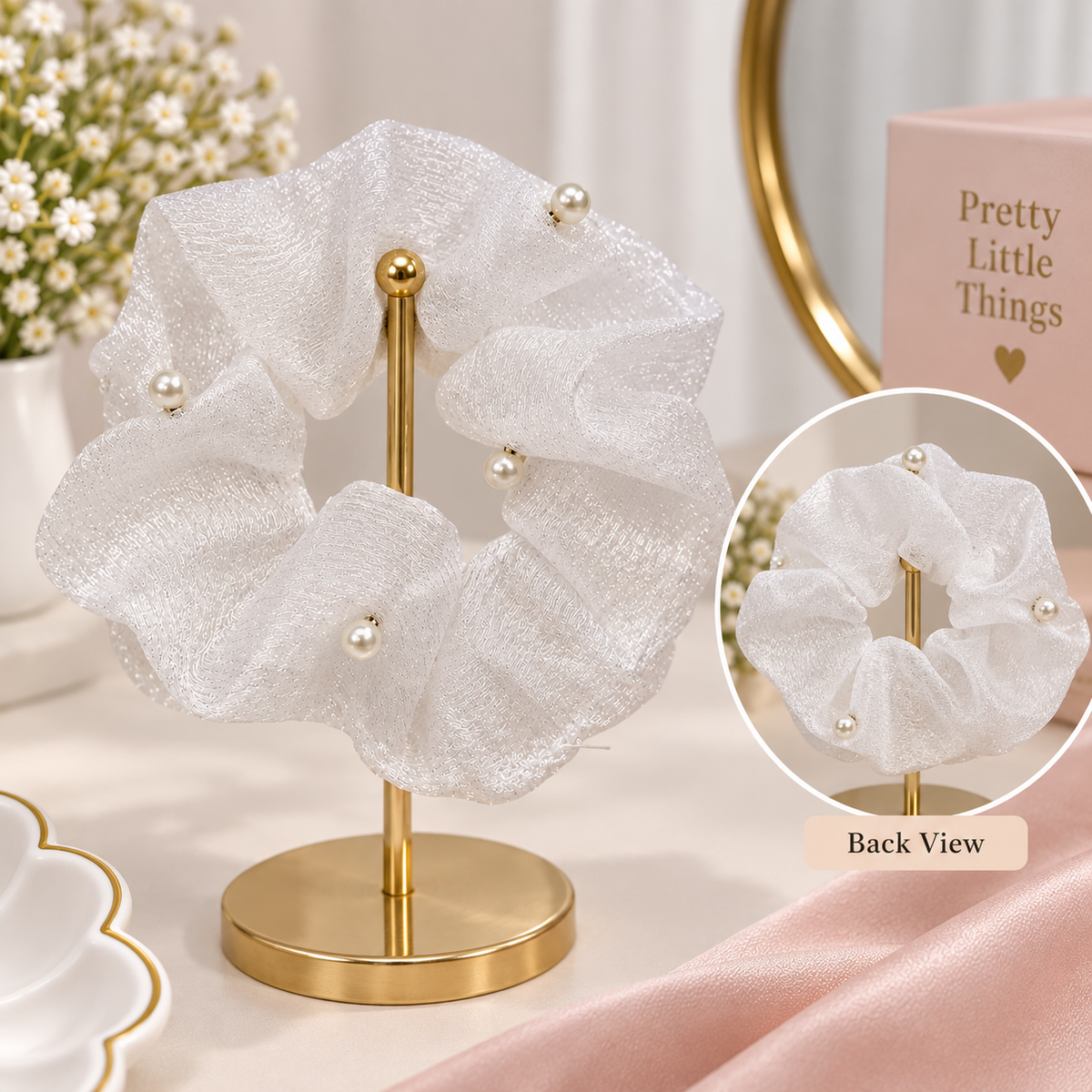 Pearl Sprinkle Sheer Scrunchie
