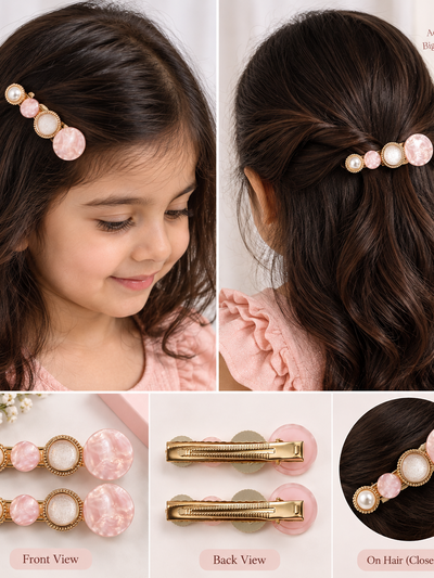Lustre Circle Hair Clips — Set of 2