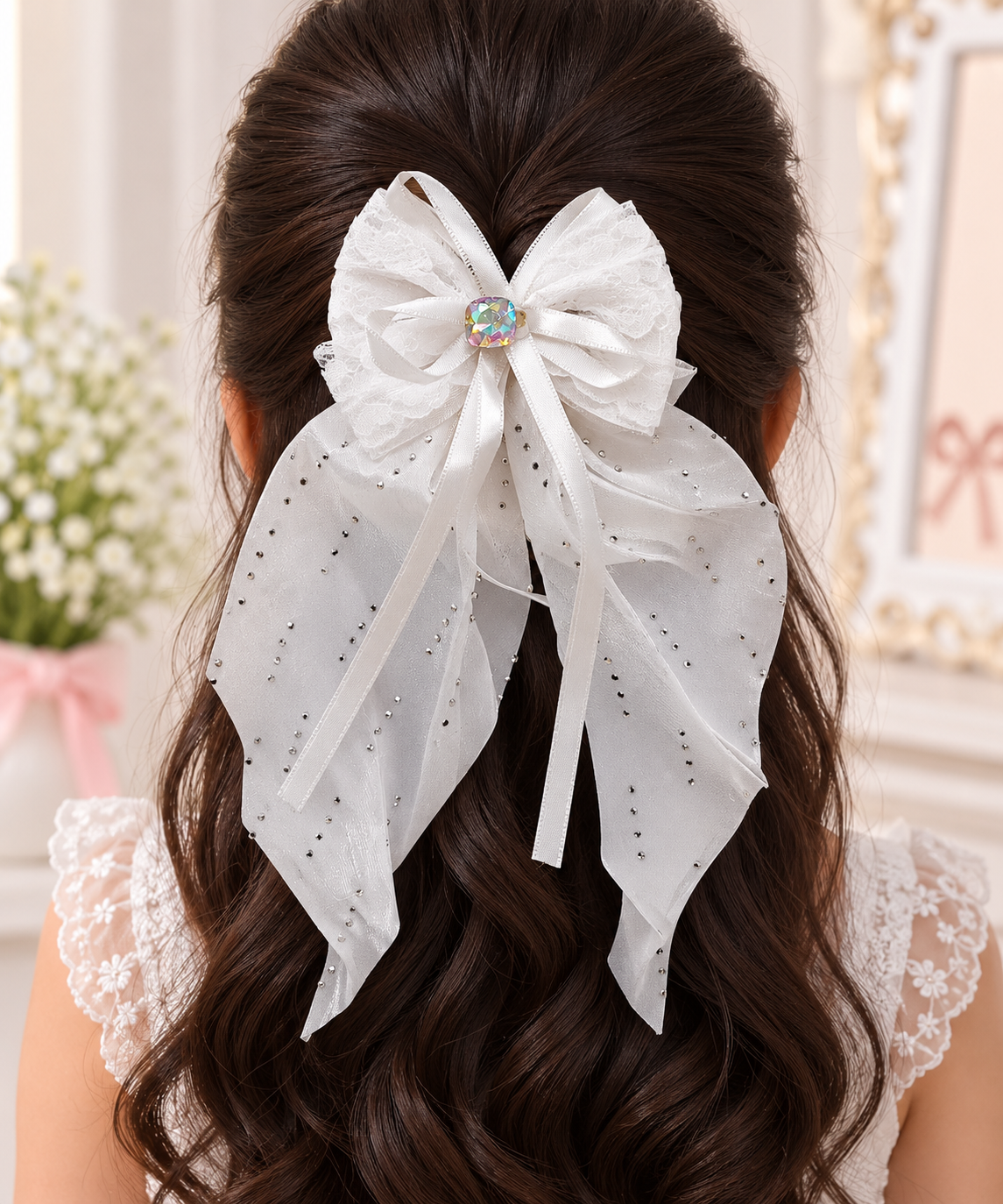 Shimmer Drape Bow Hair Clip