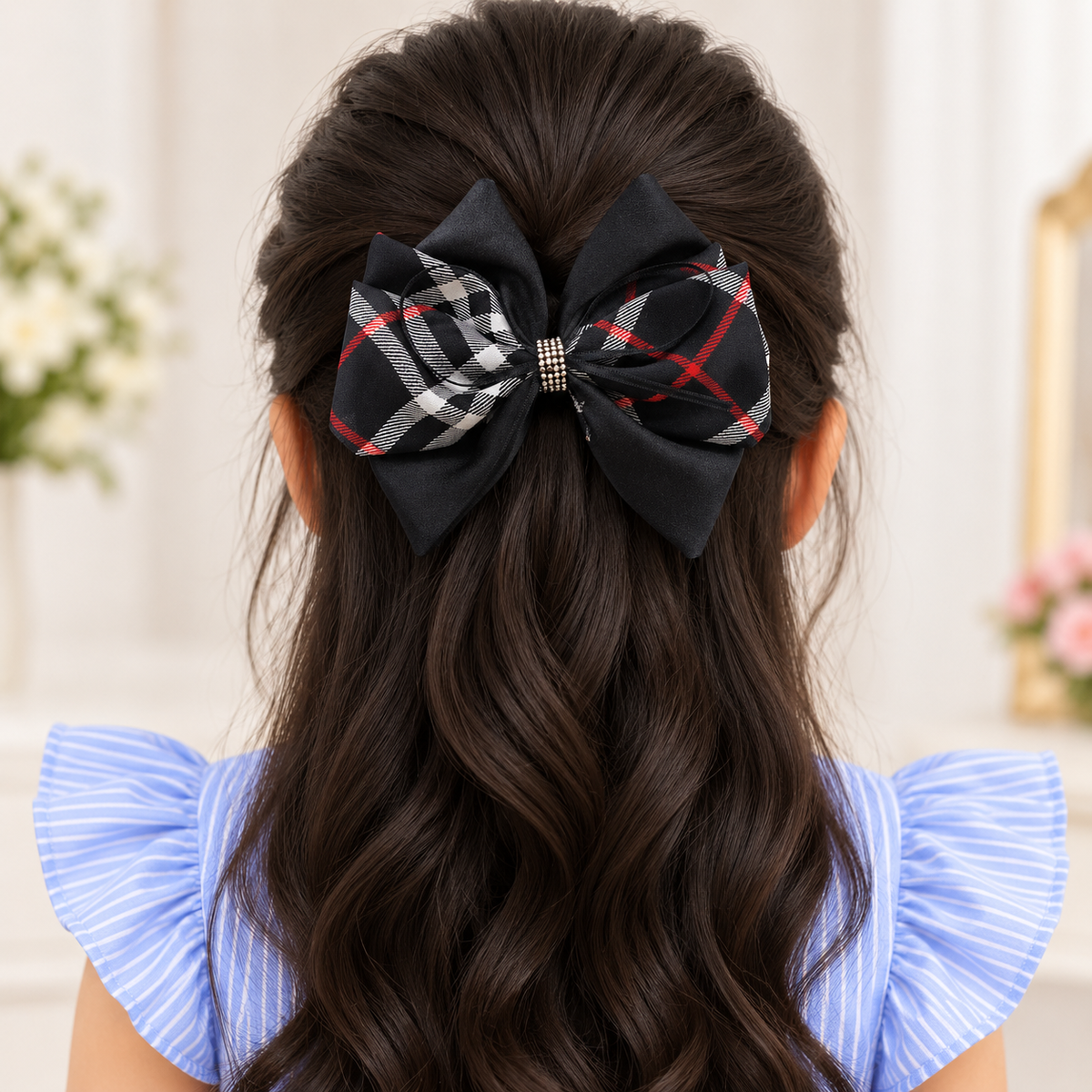 Classic Check Layered Bow Clip