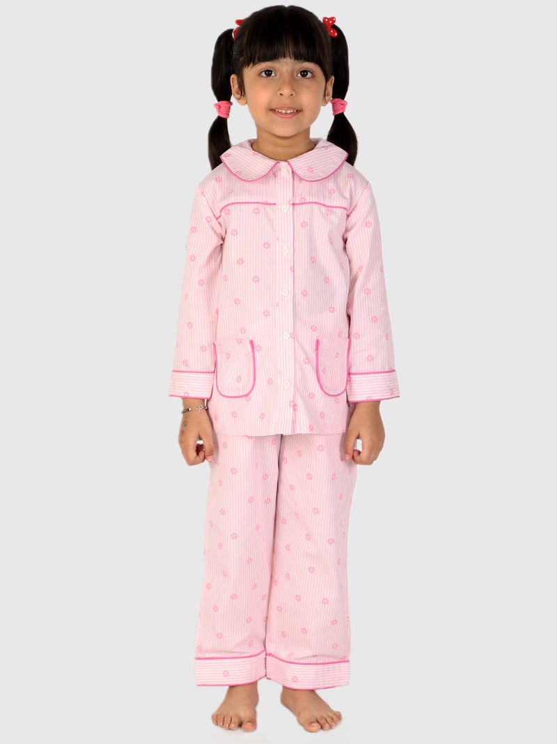 Floral Striped Night Suit