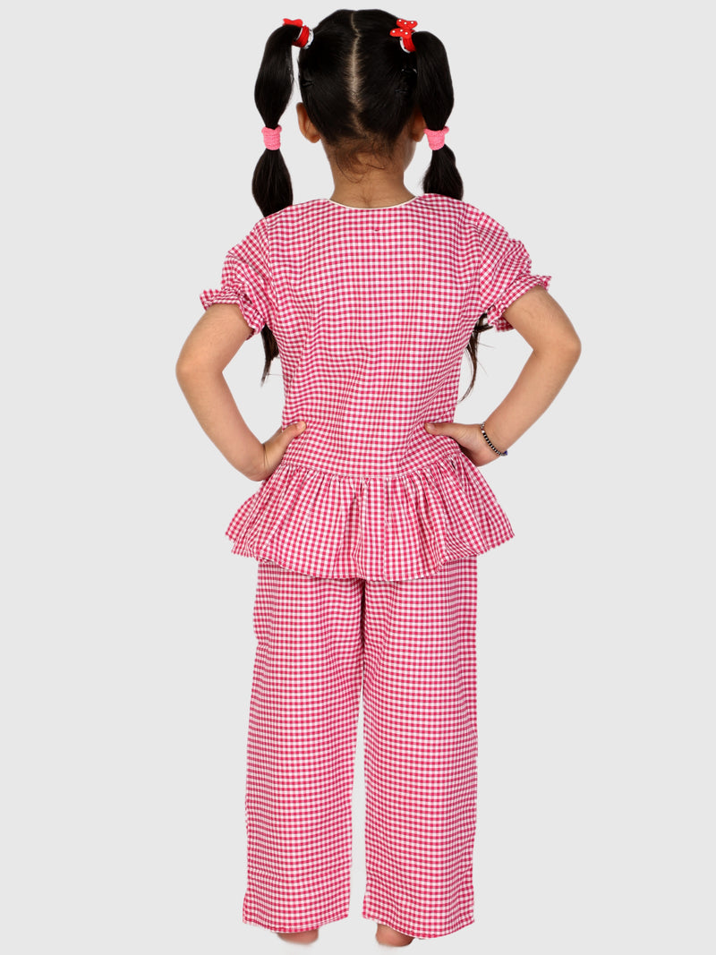 Pink Gingham Check Night Suit