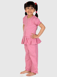 Pink Gingham Check Night Suit