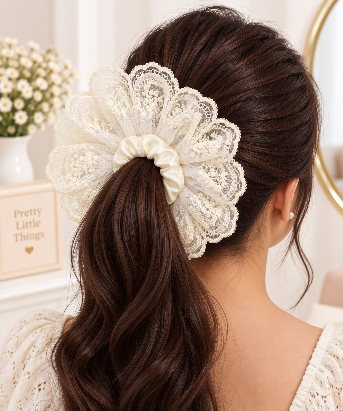 Scalloped Lace Scrunchie