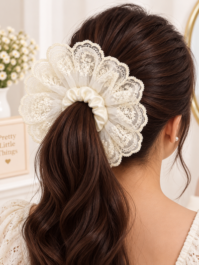 Scalloped Lace Scrunchie