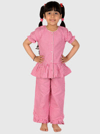 Pink Gingham Check Night Suit