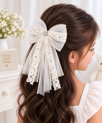 Lace Trail Pastel Bow Clip