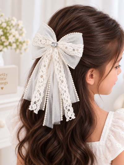 Lace Trail Pastel Bow Clip