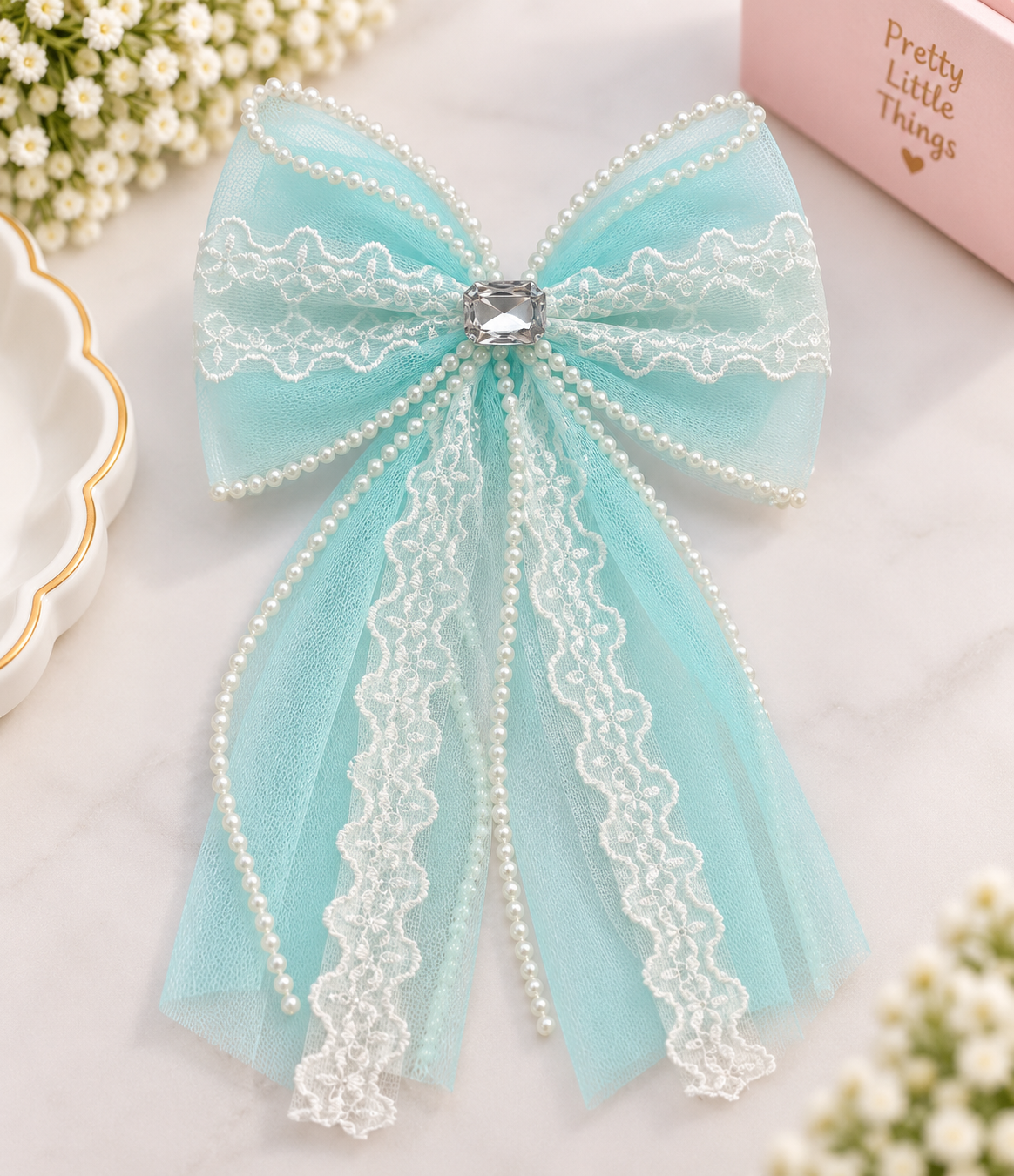 Lace Trail Pastel Bow Clip