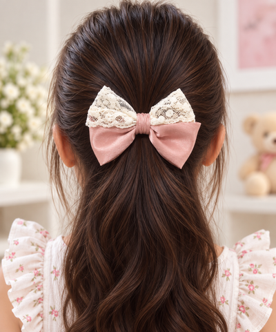 Lace Trim Bow Hair Tie
