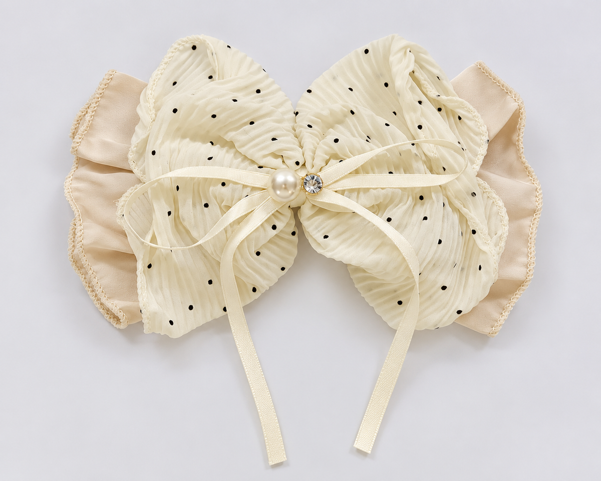 Layered Dotted Bow Hair Clip