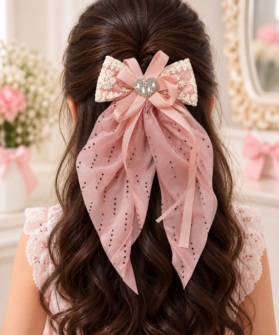 Shimmer Drape Bow Hair Clip