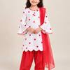 Little Hearts White & Red Patiala Suit Set