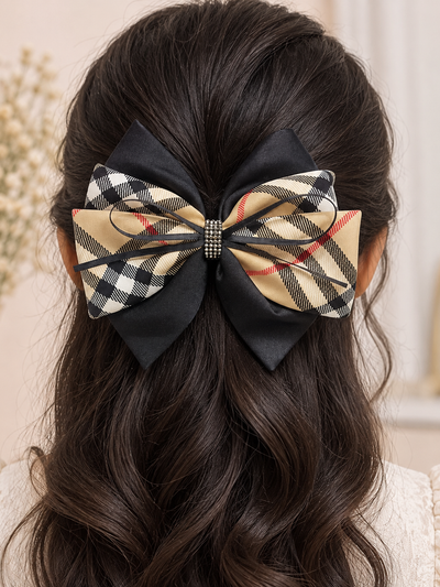 Classic Check Layered Bow Clip